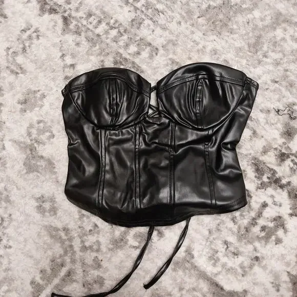 Lace-Up Allure Faux Leather Bustier Top (Windsor) - Small - Picture 5 of 5